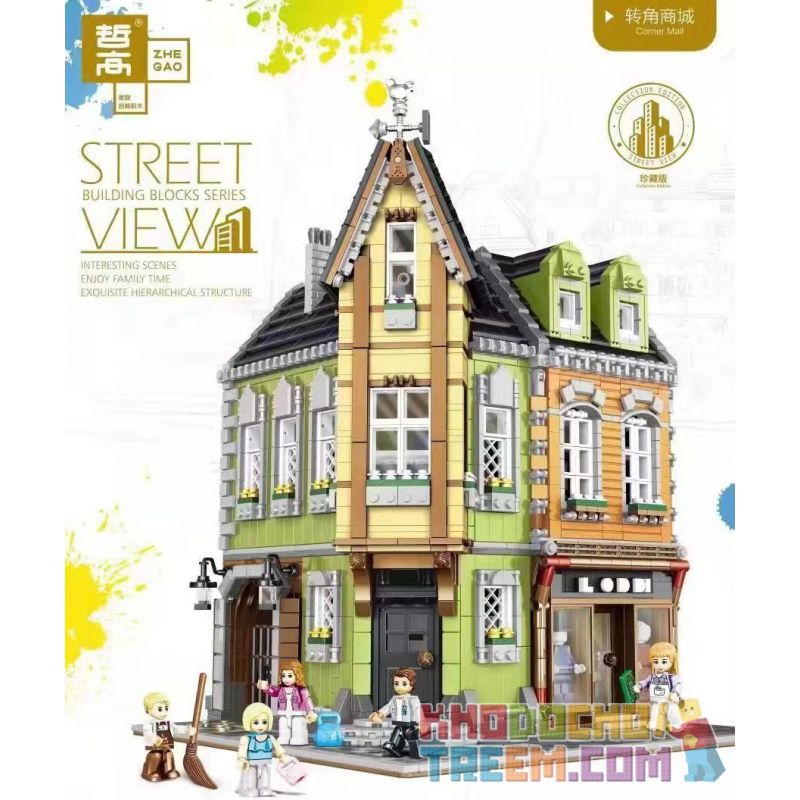 SHENZHEN RAEL ENTERTAINMENT 10009 ZHEGAO QL0919 0919 non  PHÒNG THÍ NGHIỆM GÓC TRUNG TÂM MUA SẮM bộ đồ chơi xếp lắp ráp ghép mô hình Creator LAB、CORNER MALL Sáng Tạo 3474 khối