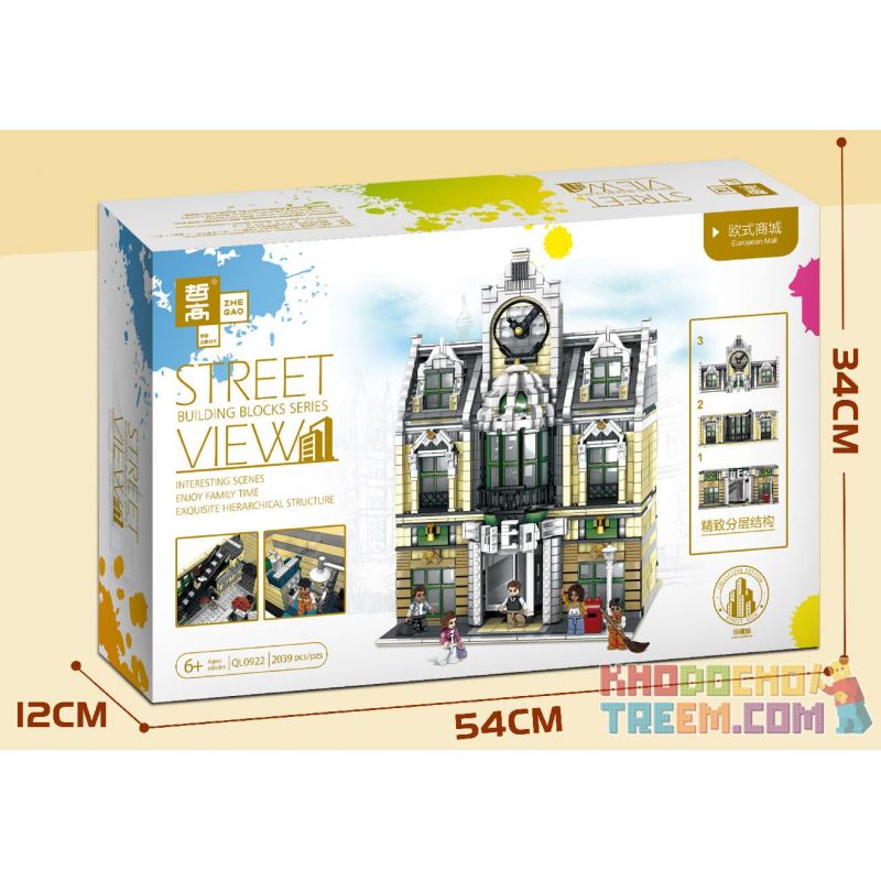 ZHEGAO QL0922 0922 non  TRUNG TÂM THƯƠNG MẠI CHÂU bộ đồ chơi xếp lắp ráp ghép mô hình Creator EUROPEAN MALL Sáng Tạo 2039 khối