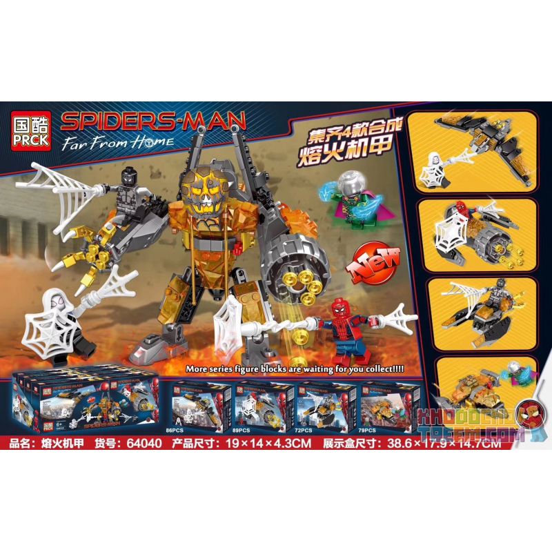 PRCK 64040 non  MOLTEN MECH 4 KẾT HỢP bộ đồ chơi xếp lắp ráp ghép mô hình Super Heroes Siêu Nhân Anh Hùng 326 khối
