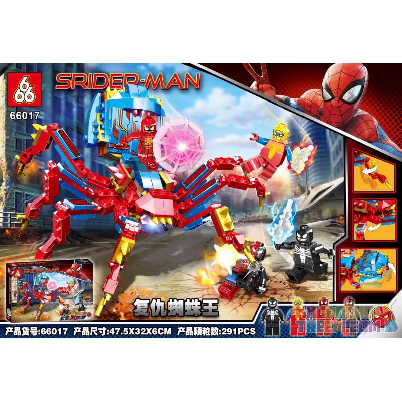 666 66017 non  SỰ TRẢ THÙ CỦA VUA NHỆN bộ đồ chơi xếp lắp ráp ghép mô hình Spider-Man Người Nhện 291 khối