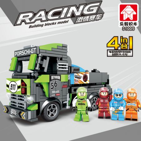 LEYI 31005A 31005B 31005C 31005D non  XE ĐỊA HÌNH 4 KẾT HỢP bộ đồ chơi xếp lắp ráp ghép mô hình Racing Cuộc Đua 671 khối