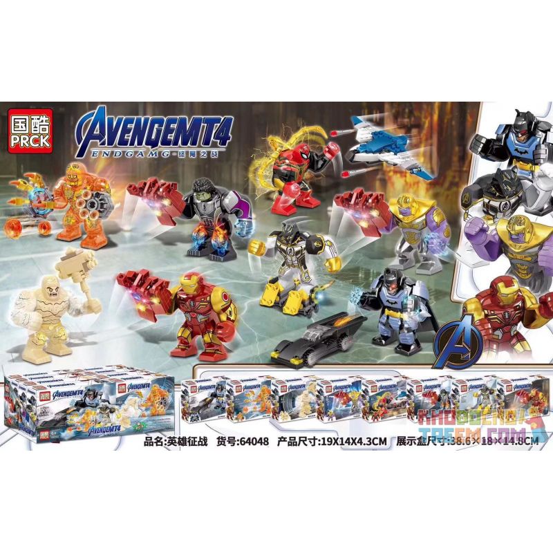 PRCK 64048 non  ANH HÙNG CHIẾN ĐẤU CHO NGƯỜI LỚN 8 MÔ HÌNH bộ đồ chơi xếp lắp ráp ghép mô hình Super Heroes AVENGERS 4 Siêu Nhân Anh Hùng