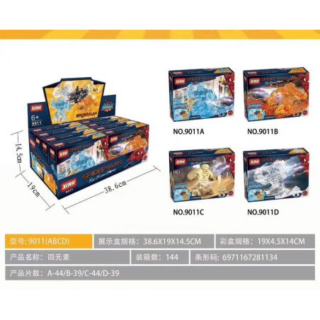 XINH 9011 non  BỐN YẾU TỐ HÌNH LỚN bộ đồ chơi xếp lắp ráp ghép mô hình Super Heroes Siêu Nhân Anh Hùng 166 khối