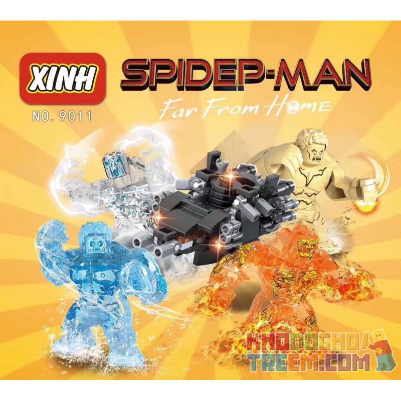 XINH 9011 non  BỐN YẾU TỐ HÌNH LỚN bộ đồ chơi xếp lắp ráp ghép mô hình Super Heroes Siêu Nhân Anh Hùng 166 khối