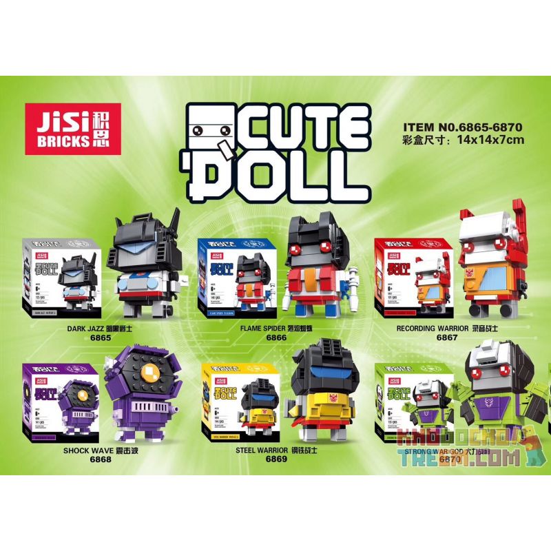JISI 6870 6865 6866 6867 6868 6869 non  CẬU BÉ ĐẦU VUÔNG 6 KIỂU bộ đồ chơi xếp lắp ráp ghép mô hình Brickheadz Nhân Vật Đầu To