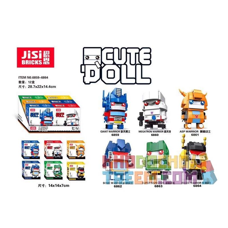 JISI 6864 6859 6860 6861 6862 6863 non  CẬU BÉ ĐẦU VUÔNG 6 KIỂU bộ đồ chơi xếp lắp ráp ghép mô hình Brickheadz Nhân Vật Đầu To