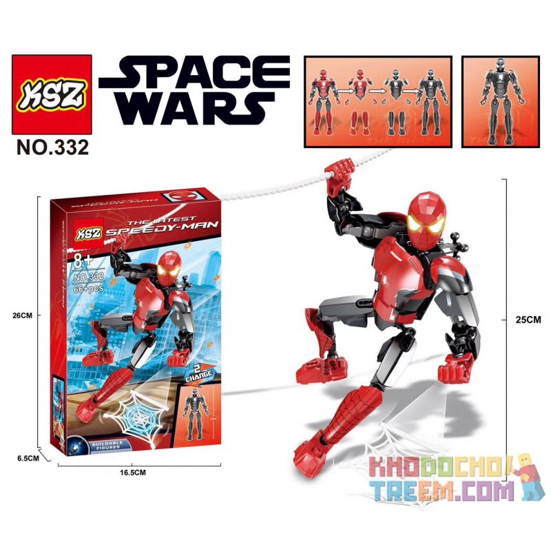 XSZ KSZ 332 non  NGƯỜI NHỆN bộ đồ chơi xếp lắp ráp ghép mô hình  Kỹ Thuật Công Nghệ Cao Mô Hình Phương Tiện 66 khối
