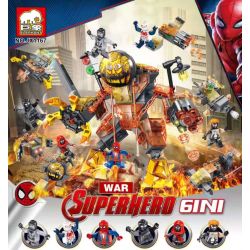 ELEPHANT JX1167 1167 non  SỰ KẾT HỢP GIỮA SPIDER-MAN VÀ MOLTEN 6 bộ đồ chơi xếp lắp ráp ghép mô hình Super Heroes Siêu Nhân Anh Hùng 345 khối