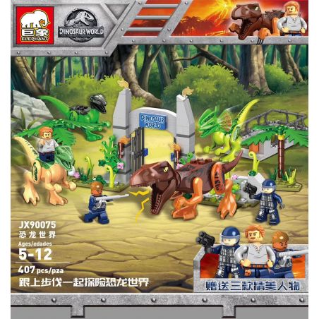 ELEPHANT JX90075 90075 non  THẾ GIỚI KHỦNG LONG bộ đồ chơi xếp lắp ráp ghép mô hình Jurassic World 407 khối