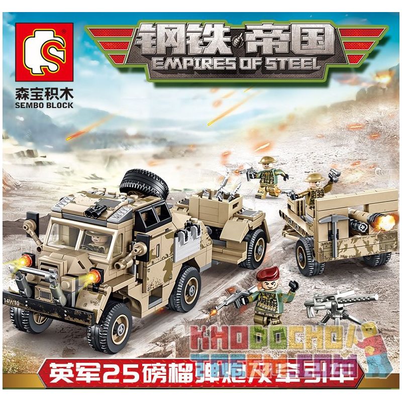 IBLOCK PL-920-171 920-171 PL920-171 SEMBO 101361 non  PHÁO VÀ MÁY KÉO 25 POUNDER CỦA ANH bộ đồ chơi xếp lắp ráp ghép mô hình Empires Of Steel Đế Chế Thép 464 khối
