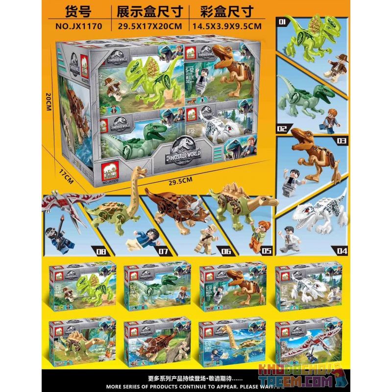 ELEPHANT JX1170 1170 non  8 MÔ HÌNH bộ đồ chơi xếp lắp ráp ghép mô hình Jurassic World DINOSAUR WORLD Thế Giới Khủng Long