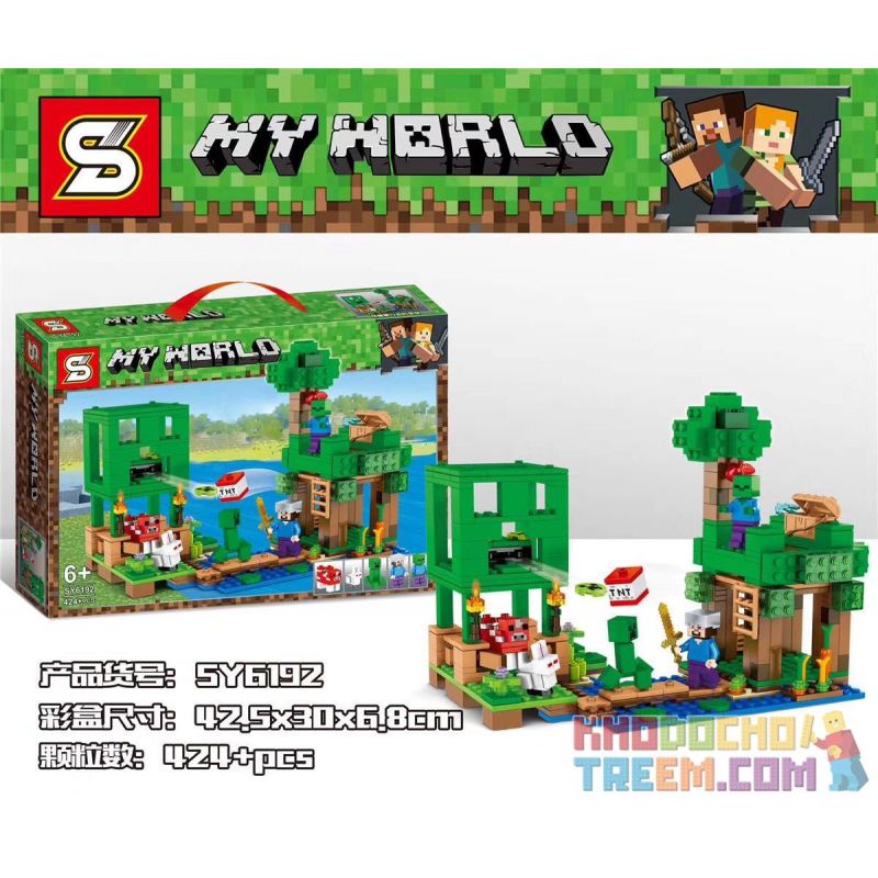 SHENG YUAN SY SY6192 6192 non  THẾ GIỚI CỦA TÔI bộ đồ chơi xếp lắp ráp ghép mô hình Minecraft MY WORLD Game Xây Dựng 424 khối