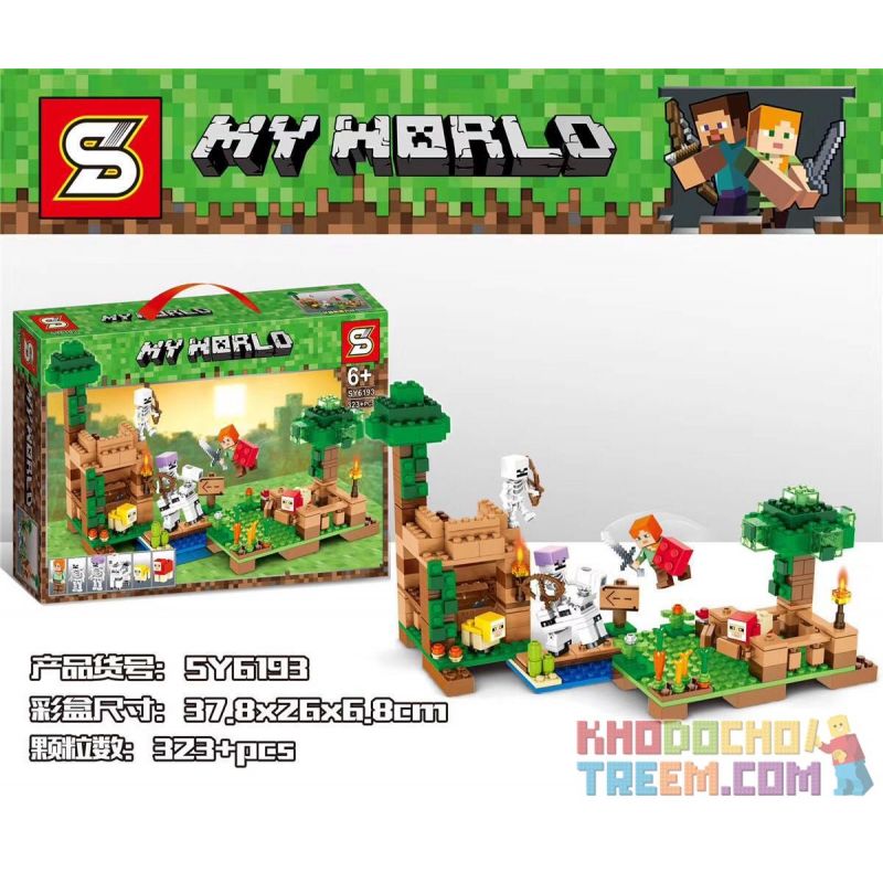 SHENG YUAN SY SY6193 6193 non  THẾ GIỚI CỦA TÔI bộ đồ chơi xếp lắp ráp ghép mô hình Minecraft MY WORLD Game Xây Dựng 323 khối