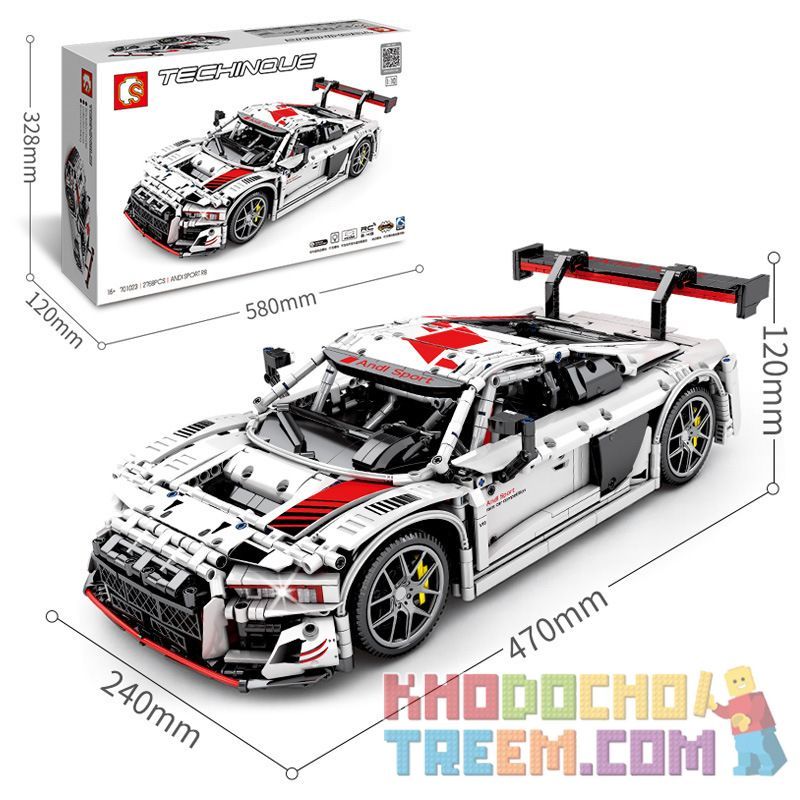 SEMBO 701023 non  AUDI R8 bộ đồ chơi xếp lắp ráp ghép mô hình  AUDI SPORT R8 Kỹ Thuật Công Nghệ Cao Mô Hình Phương Tiện 2768 khối
