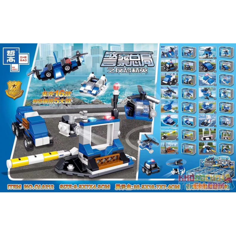 ZHEGAO QL0212 0212 non  CẢNH SÁT GIAO THÔNG NẮM BẮT HỆ THỐNG 16 TỔ HỢP bộ đồ chơi xếp lắp ráp ghép mô hình Police