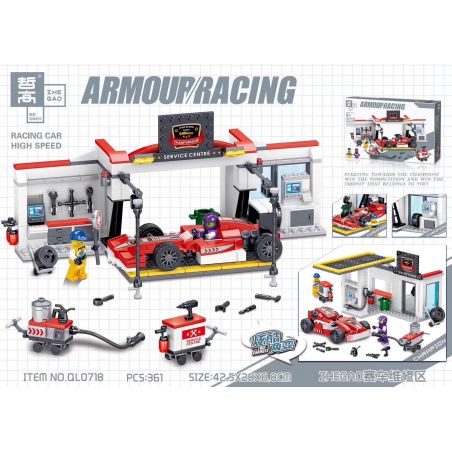 ZHEGAO QL0718 0718 non  ZHEGAO ĐUA HỐ bộ đồ chơi xếp lắp ráp ghép mô hình City ARMOUR RACING Thành Phố 361 khối