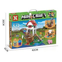 SX 1019 non  NHÀ 3IN1. bộ đồ chơi xếp lắp ráp ghép mô hình Minecraft Game Xây Dựng 373 khối