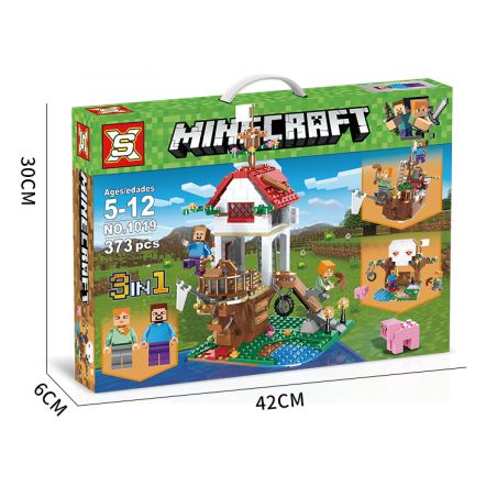 SX 1019 non  NHÀ 3IN1. bộ đồ chơi xếp lắp ráp ghép mô hình Minecraft Game Xây Dựng 373 khối