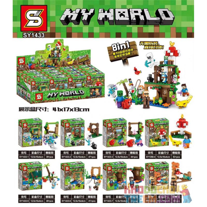SHENG YUAN SY SY1433 1433 non  8 CẢNH THẾ GIỚI NHỎ bộ đồ chơi xếp lắp ráp ghép mô hình Minecraft MY WORLD Game Xây Dựng 353 khối
