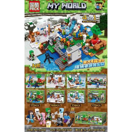 PRCK 63008 non  VINAYA GLACIER PARADISE 4 TỔ HỢP bộ đồ chơi xếp lắp ráp ghép mô hình Minecraft MY WORLD Game Xây Dựng 685 khối