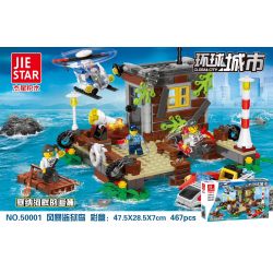 JIESTAR 50001 non  ĐI SĂN TRÊN SÔNG SEINE Ở ĐẢO STORM PRISON bộ đồ chơi xếp lắp ráp ghép mô hình City GLOBAL CITY Thành Phố 467 khối