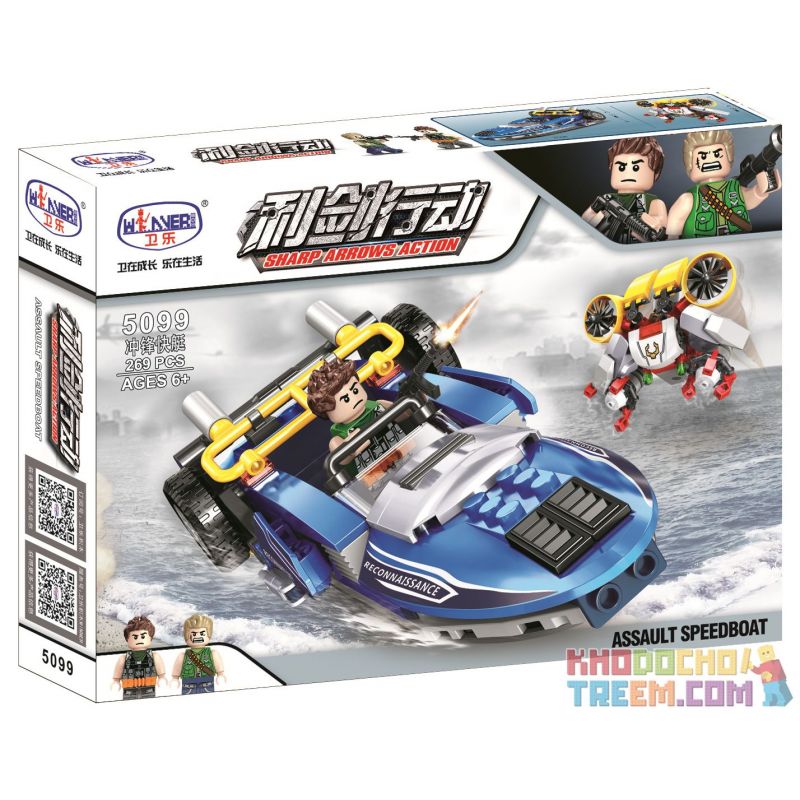 Winner 5099 non  THUYỀN XUNG KÍCH bộ đồ chơi xếp lắp ráp ghép mô hình Sharp Arrows Action SHARP ARROWS ACTION ASSAULT SPEEDBOAT Mũi Tên Nhọn 269 khối