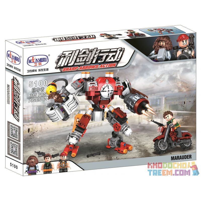 Winner 5100 non  ĐỘNG VẬT ĂN THỊT bộ đồ chơi xếp lắp ráp ghép mô hình Sharp Arrows Action SHARP ARROWS ACTION MARAUDER Mũi Tên Nhọn 315 khối