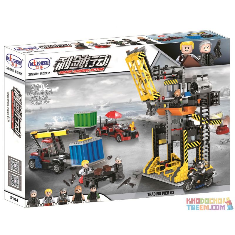 Winner 5104 non  BẾN GIAO DỊCH 03 bộ đồ chơi xếp lắp ráp ghép mô hình Sharp Arrows Action SHARP ARROWS ACTION TRADING PIER 03 Mũi Tên Nhọn 679 khối