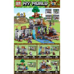 PRCK 63033 non  CƠ SỞ BÍ MẬT ĐÁ VÔI 4 KẾT HỢP bộ đồ chơi xếp lắp ráp ghép mô hình Minecraft MY WORLD Game Xây Dựng 487 khối