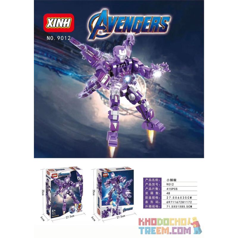 XINH 9012 non  IRON MAN ÁO GIÁP HỒ TIÊU NHỎ bộ đồ chơi xếp lắp ráp ghép mô hình Super Heroes AVENGERS Siêu Nhân Anh Hùng 415 khối