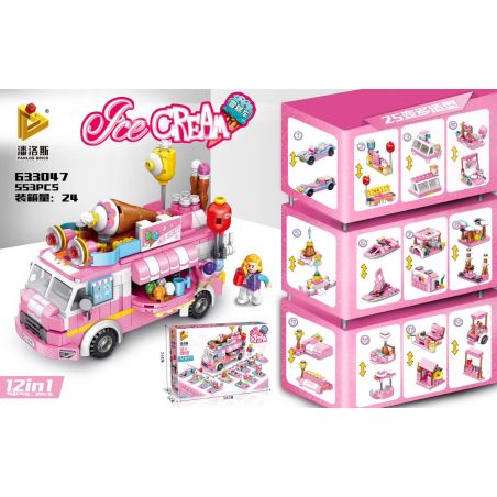 PanlosBrick 633047 Panlos Brick 633047 non  XE KEM 12IN1 bộ đồ chơi xếp lắp ráp ghép mô hình  ICE CREAM Các Bạn Gái 553 khối