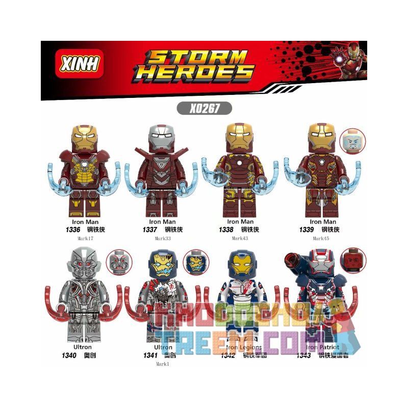 XINH 1340 1341 1342 1343 X0267 0267 1336 1337 1338 1339 non  8 NHÂN VẬT MINI CỦA IRON MAN ULTRON LEGION PATRIOT bộ đồ chơi xếp lắp ráp ghép mô hình Super Heroes STORM HEROES Siêu Nhân Anh Hùng