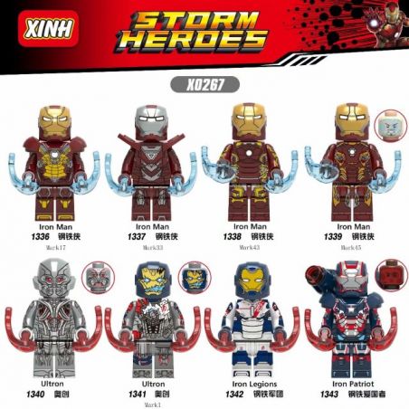 XINH 1340 1341 1342 1343 X0267 0267 1336 1337 1338 1339 non  8 NHÂN VẬT MINI CỦA IRON MAN ULTRON LEGION PATRIOT bộ đồ chơi xếp lắp ráp ghép mô hình Super Heroes STORM HEROES Siêu Nhân Anh Hùng