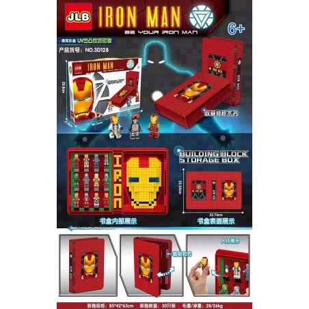 JLB 3D128 non  SÁCH TUYỂN TẬP NGƯỜI SẮT bộ đồ chơi xếp lắp ráp ghép mô hình Super Heroes IRON MAN BUILDING BLOCK STORAGE BOOK Siêu Nhân Anh Hùng