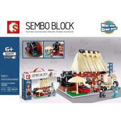 SEMBO 601071 non  QUÁN TRÀ bộ đồ chơi xếp lắp ráp ghép mô hình Japanese Street Đường Phố Nhật Bản 348 khối