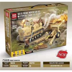 QuanGuan 100118 Quan Guan 100118 non  MÁY KÉO TYPE 98 4 TẤN PHÁO DÃ CHIẾN 90 75MM bộ đồ chơi xếp lắp ráp ghép mô hình Military Army 98 4T PRIME MOVER SHI-KE W、TYPE90 75MM FIELD GUN Quân Sự Bộ Đội 450 khối