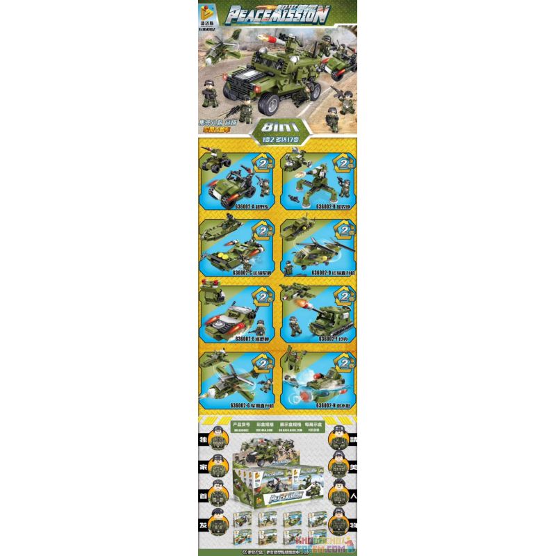 PanlosBrick 636002 Panlos Brick 636002 non  8 TỔ HỢP XE JEEP QUÂN SỰ bộ đồ chơi xếp lắp ráp ghép mô hình Peacemission Nhiệm Vụ Gìn Giữ Hòa Bình