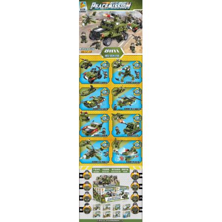 PanlosBrick 636002 Panlos Brick 636002 non  8 TỔ HỢP XE JEEP QUÂN SỰ bộ đồ chơi xếp lắp ráp ghép mô hình Peacemission Nhiệm Vụ Gìn Giữ Hòa Bình