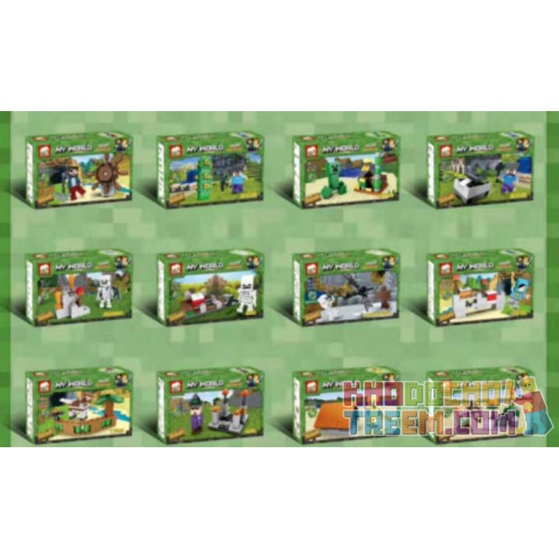ELEPHANT JX1191 1191 non  MINECRAFT 16 MÔ HÌNH bộ đồ chơi xếp lắp ráp ghép mô hình MY WORLD Game Xây Dựng