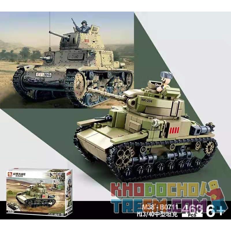 SLUBAN M38-B0711 B0711 0711 M38B0711 38-B0711 non  XE TĂNG HẠNG TRUNG M13 40 bộ đồ chơi xếp lắp ráp ghép mô hình World War Ii Chiến Tranh Thế Giới Thứ 2 463 khối