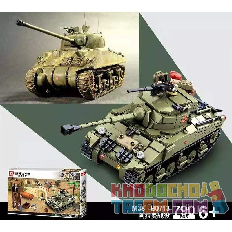 SLUBAN M38-B0713 B0713 0713 M38B0713 38-B0713 non  TRẬN ALAMEIN bộ đồ chơi xếp lắp ráp ghép mô hình World War Ii Chiến Tranh Thế Giới Thứ 2 790 khối