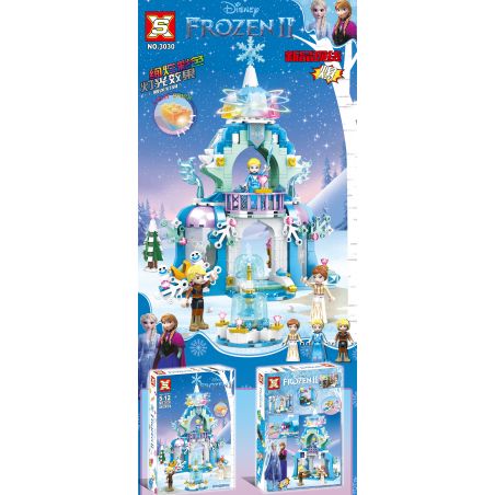 SX 3030 non  LỄ HỘI LÂU ĐÀI MA THUẬT bộ đồ chơi xếp lắp ráp ghép mô hình Frozen Nữ Hoàng Băng Giá 463 khối