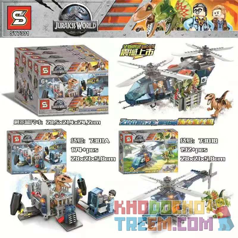 SHENG YUAN SY 7301A 7301B non  NGƯỜI BẮT RỒNG bộ đồ chơi xếp lắp ráp ghép mô hình Jurassic World Thế Giới Khủng Long 366 khối