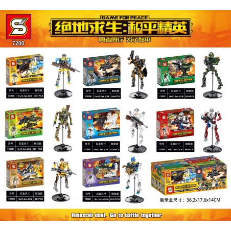 SHENG YUAN SY 7200 non  XÂY DỰNG 8 BÚP BÊ bộ đồ chơi xếp lắp ráp ghép mô hình Game For Peace Chiến Đấu Cho Hòa Bình 795 khối