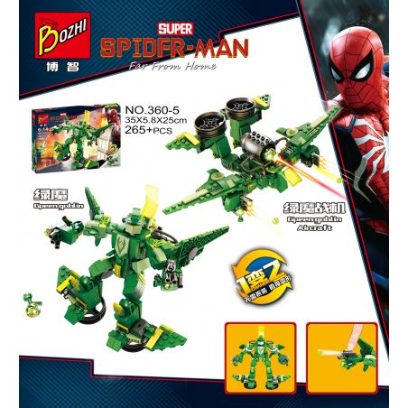 BOZHI 260-5 non  NHỮNG NGƯỜI XÂU CHUỖI MA THUẬT XANH MÁY BAY CHIẾN ĐẤU bộ đồ chơi xếp lắp ráp ghép mô hình Super Heroes Siêu Nhân Anh Hùng 265 khối