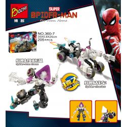 BOZHI 360-7 non  BÚP BÊ XÂY DỰNG SPIDERMAN GWEN CỖ XE NGƯỜI NHỆN bộ đồ chơi xếp lắp ráp ghép mô hình Super Heroes Siêu Nhân Anh Hùng 205 khối