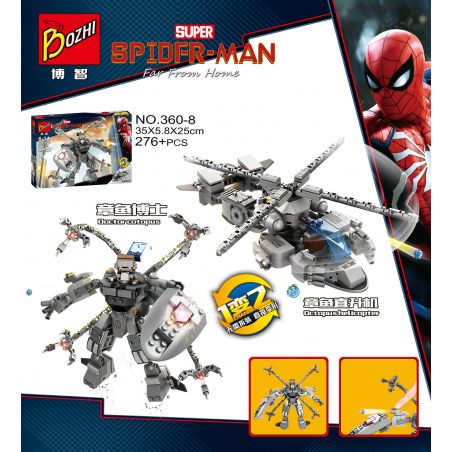 BOZHI 360-8 non  TIẾN SĨ BẠCH TUỘC CHẾ TẠO BÚP BÊ MÁY BAY TRỰC THĂNG bộ đồ chơi xếp lắp ráp ghép mô hình Super Heroes Siêu Nhân Anh Hùng 276 khối