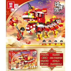 ZHEGAO QL0956 0956 non  MÚA SƯ TỬ bộ đồ chơi xếp lắp ráp ghép mô hình Seasonal HEPPY NEW YEAR Mùa Lễ Hội 423 khối