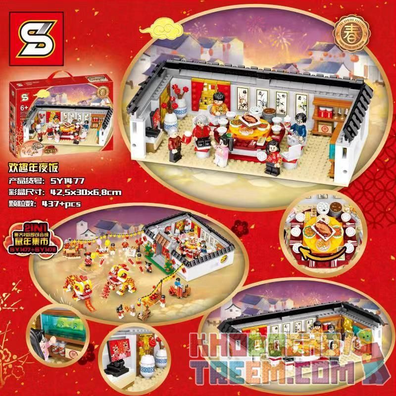 SHENG YUAN SY SY1477 1477 non  BỮA TỐI ĐÊM GIAO THỪA VUI VẺ bộ đồ chơi xếp lắp ráp ghép mô hình Creator Sáng Tạo 437 khối