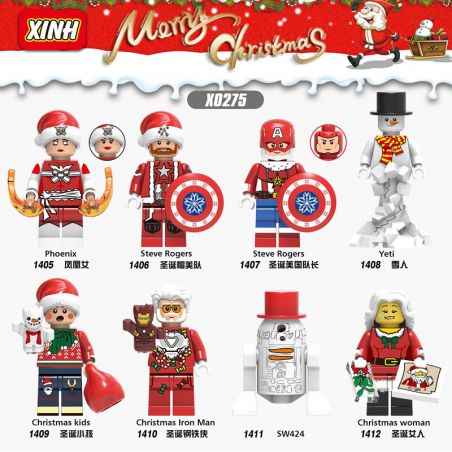 XINH X0275 0275 1405 1406 1407 1408 1409 1410 1411 1412 non  SIÊU ANH HÙNG SANTA MINIFIGURE bộ đồ chơi xếp lắp ráp ghép mô hình Super Heroes Siêu Nhân Anh Hùng